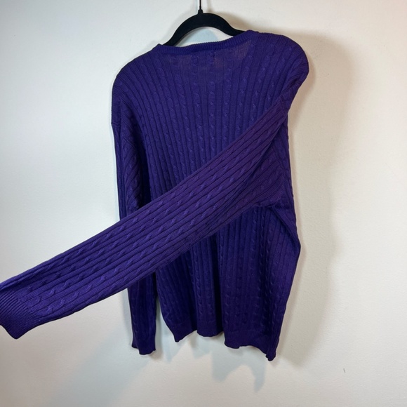 Mark Fore & Strike 100% Spun Silk Crew Neck Sweater Purple Textured Fitted Sz XL - Picture 9 of 9